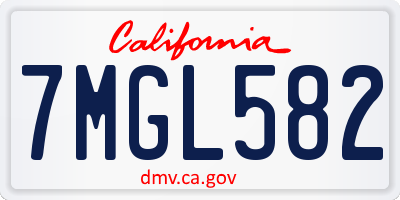 CA license plate 7MGL582