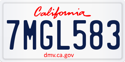CA license plate 7MGL583