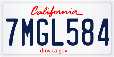 CA license plate 7MGL584