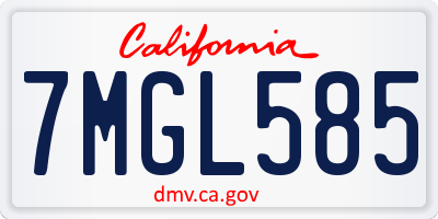 CA license plate 7MGL585