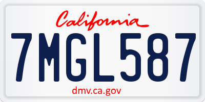 CA license plate 7MGL587