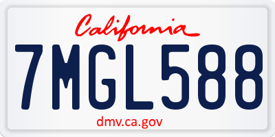 CA license plate 7MGL588
