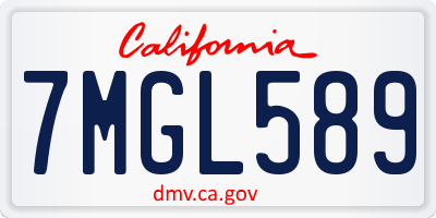 CA license plate 7MGL589