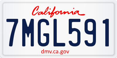 CA license plate 7MGL591