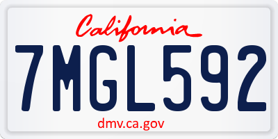 CA license plate 7MGL592