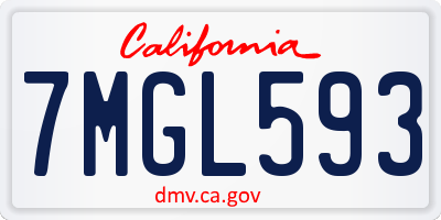 CA license plate 7MGL593