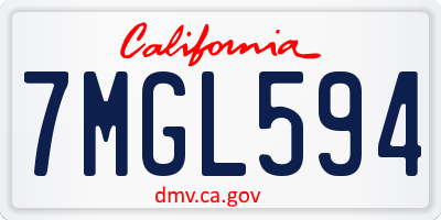 CA license plate 7MGL594