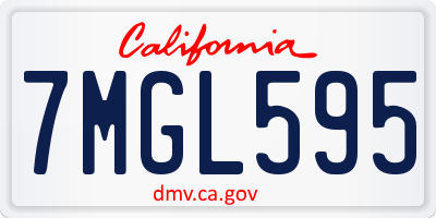 CA license plate 7MGL595