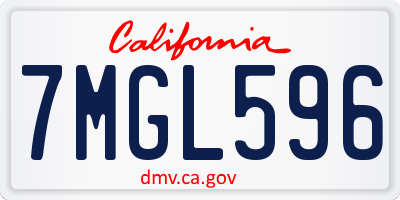 CA license plate 7MGL596