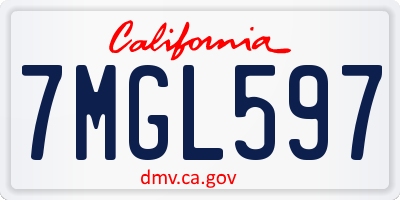 CA license plate 7MGL597