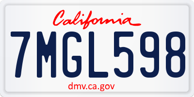 CA license plate 7MGL598