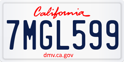 CA license plate 7MGL599