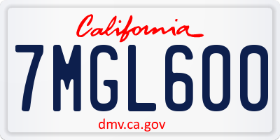 CA license plate 7MGL600