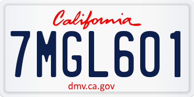 CA license plate 7MGL601