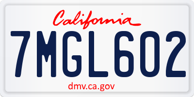 CA license plate 7MGL602