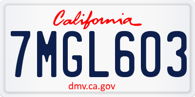 CA license plate 7MGL603