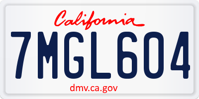 CA license plate 7MGL604