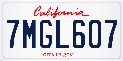 CA license plate 7MGL607