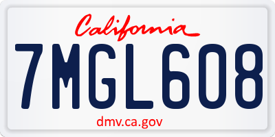 CA license plate 7MGL608