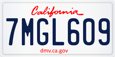 CA license plate 7MGL609