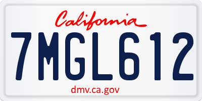 CA license plate 7MGL612