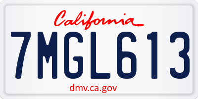 CA license plate 7MGL613