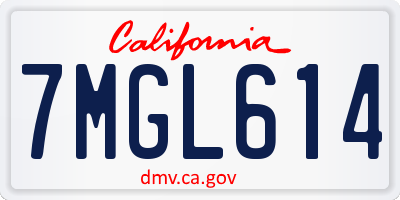 CA license plate 7MGL614