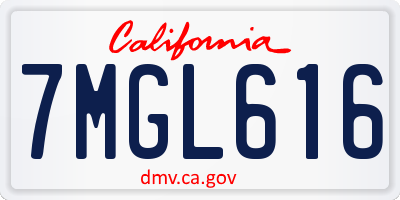 CA license plate 7MGL616