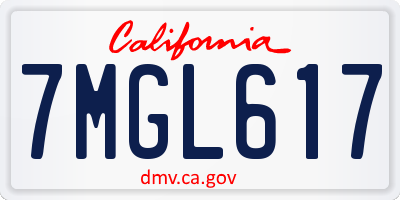 CA license plate 7MGL617