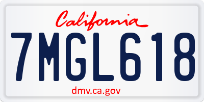 CA license plate 7MGL618