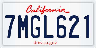 CA license plate 7MGL621