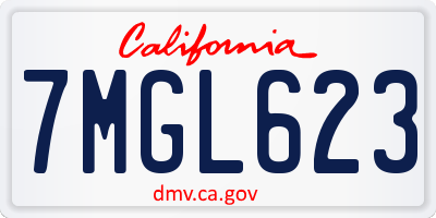 CA license plate 7MGL623