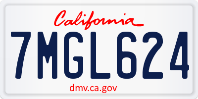 CA license plate 7MGL624