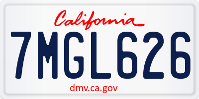 CA license plate 7MGL626