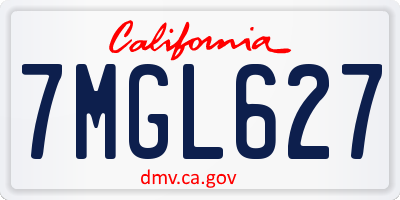 CA license plate 7MGL627