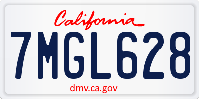 CA license plate 7MGL628