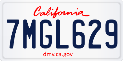 CA license plate 7MGL629