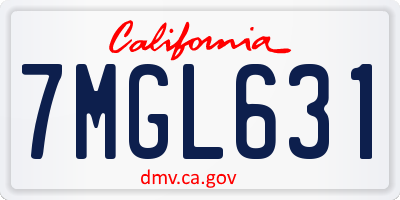 CA license plate 7MGL631
