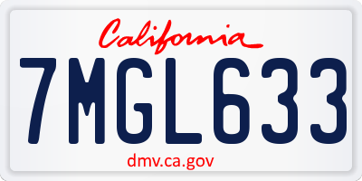 CA license plate 7MGL633