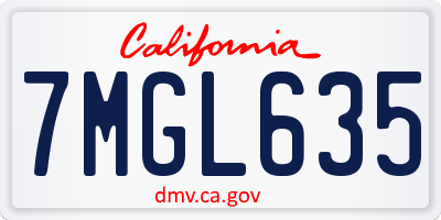 CA license plate 7MGL635