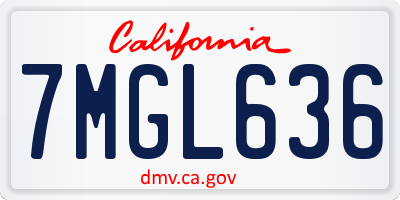 CA license plate 7MGL636