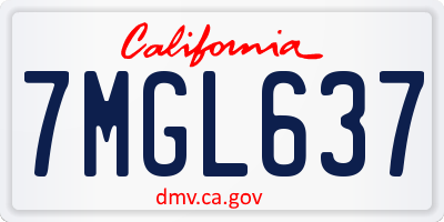 CA license plate 7MGL637