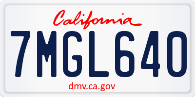 CA license plate 7MGL640