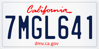 CA license plate 7MGL641