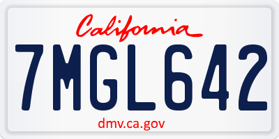 CA license plate 7MGL642