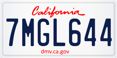 CA license plate 7MGL644