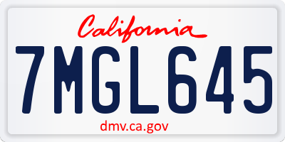 CA license plate 7MGL645