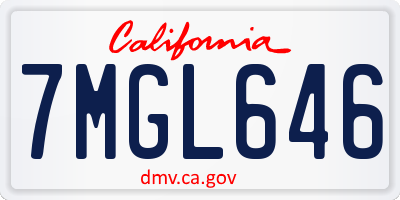 CA license plate 7MGL646