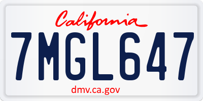 CA license plate 7MGL647