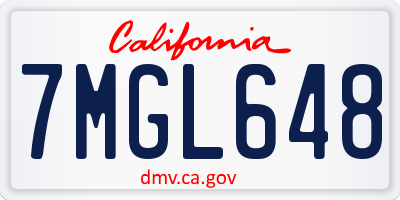CA license plate 7MGL648